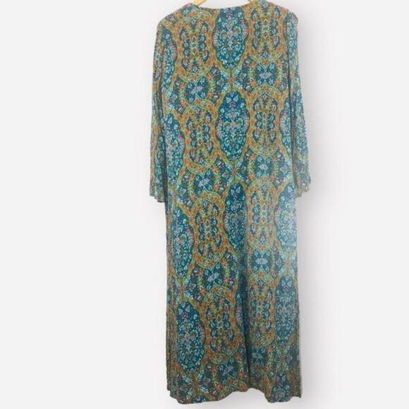 WORLD MARKET Boho Embroidered Floral Print Kaftan Maxi Dress Size One Size - Picture 2 of 10